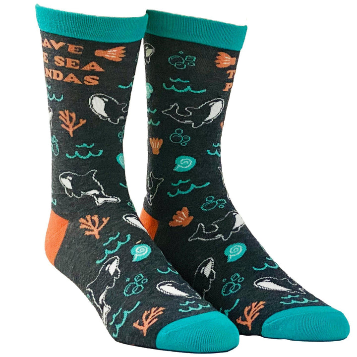 Women's Save The Sea Pandas Socks - Crazy Dog T-Shirts