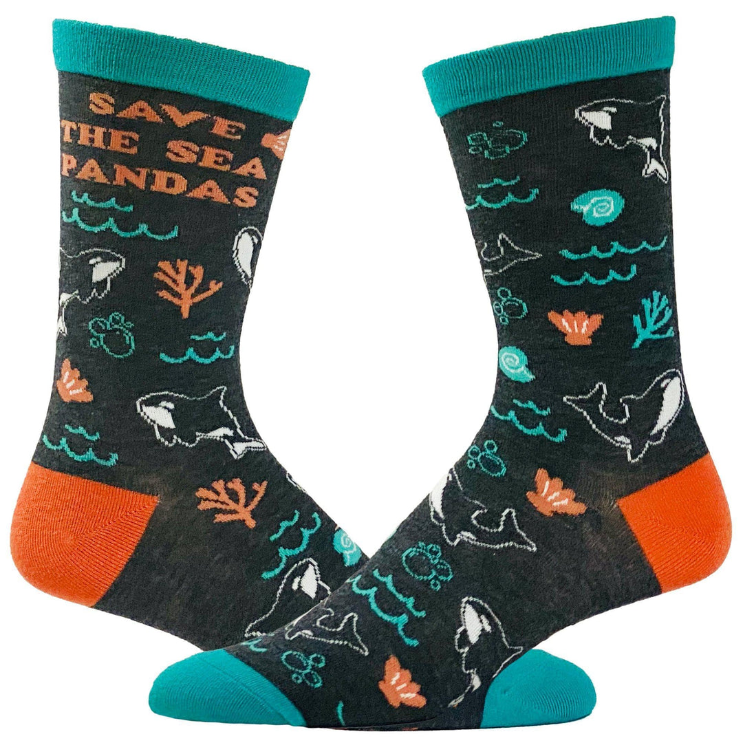 Women's Save The Sea Pandas Socks - Crazy Dog T-Shirts