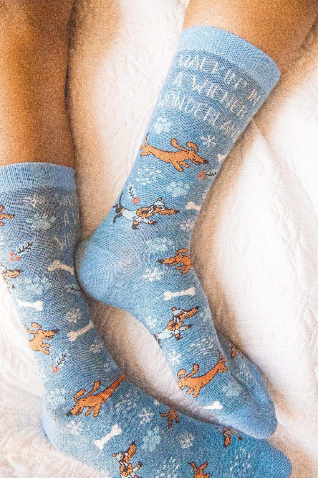 Women's Walkin In A Wiener Wonderland Socks - Crazy Dog T-Shirts