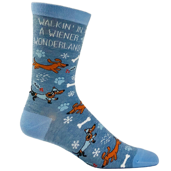 Women's Walkin In A Wiener Wonderland Socks - Crazy Dog T-Shirts