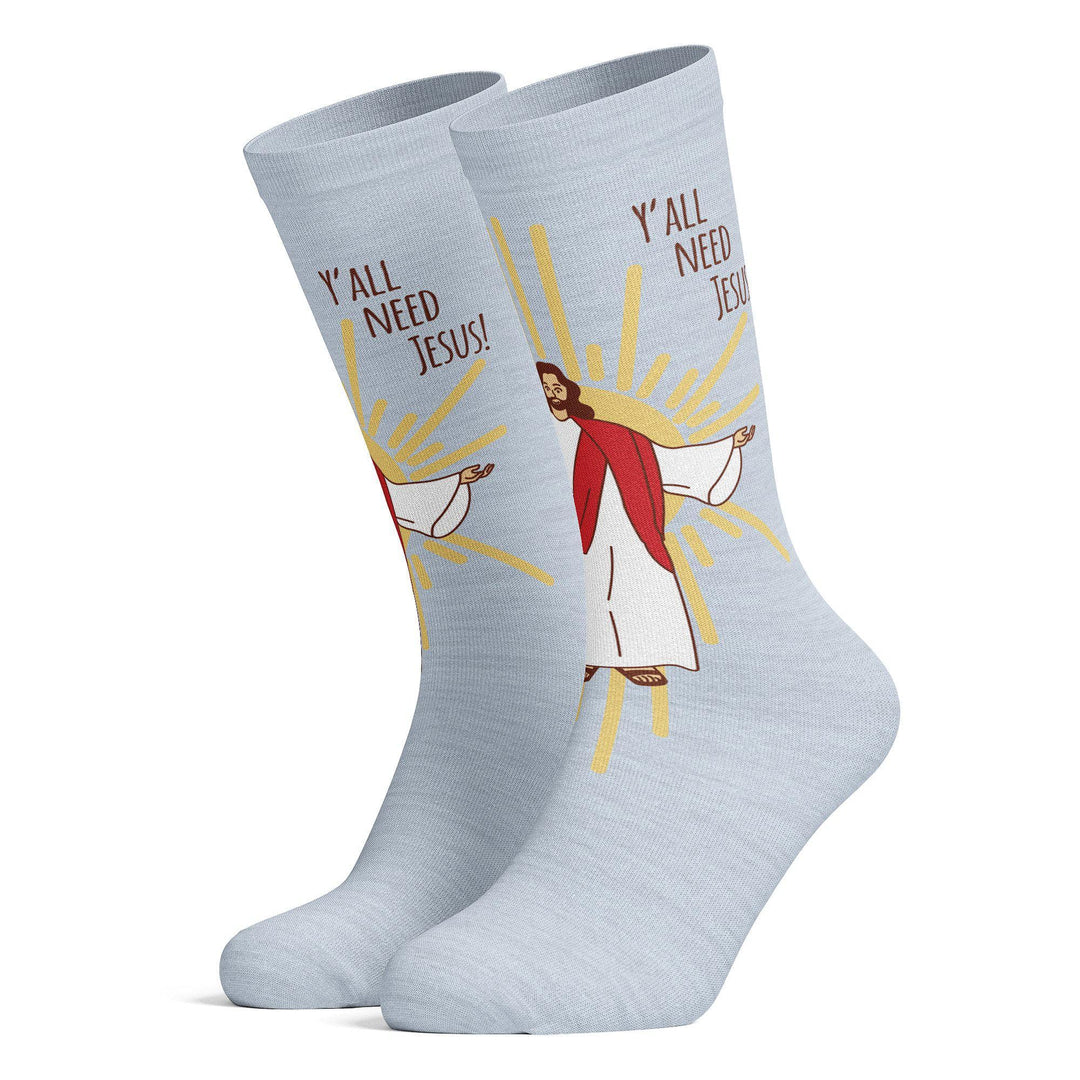 Women's Y'all Need Jesus Socks  -  Crazy Dog T-Shirts