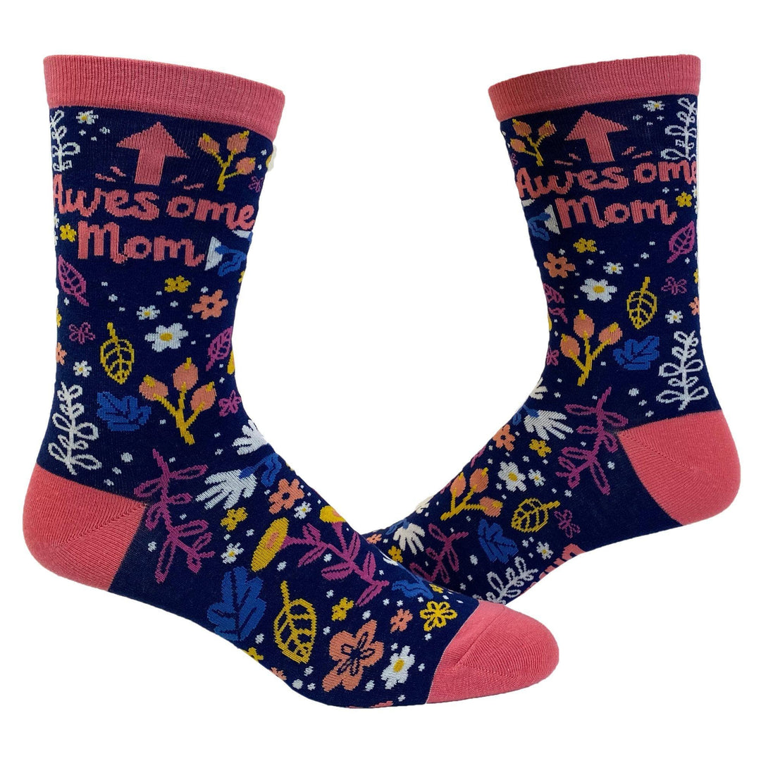 Womens Awesome Mom Socks - Crazy Dog T-Shirts