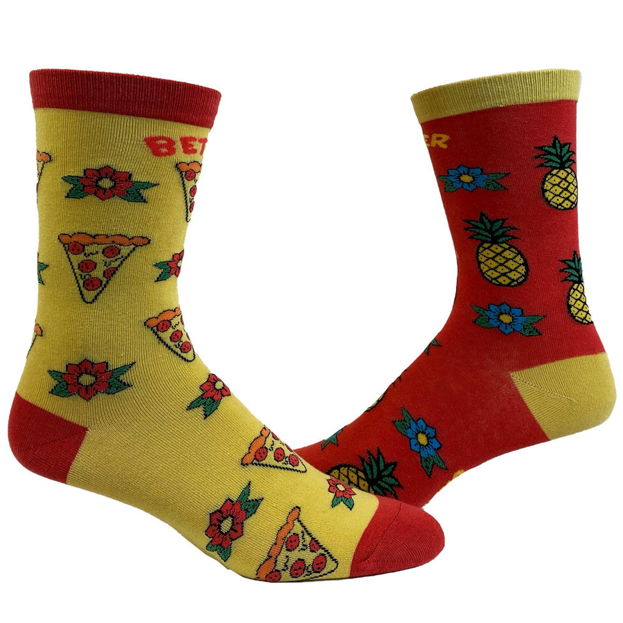 Womens Better Together Pineapple Pizza Socks - Crazy Dog T-Shirts