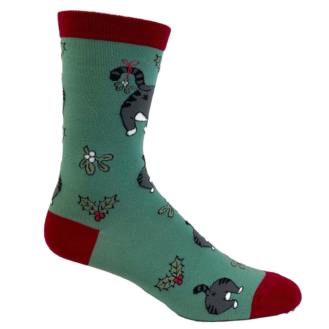 Womens Cat Butt Mistletoe Socks - Crazy Dog T-Shirts