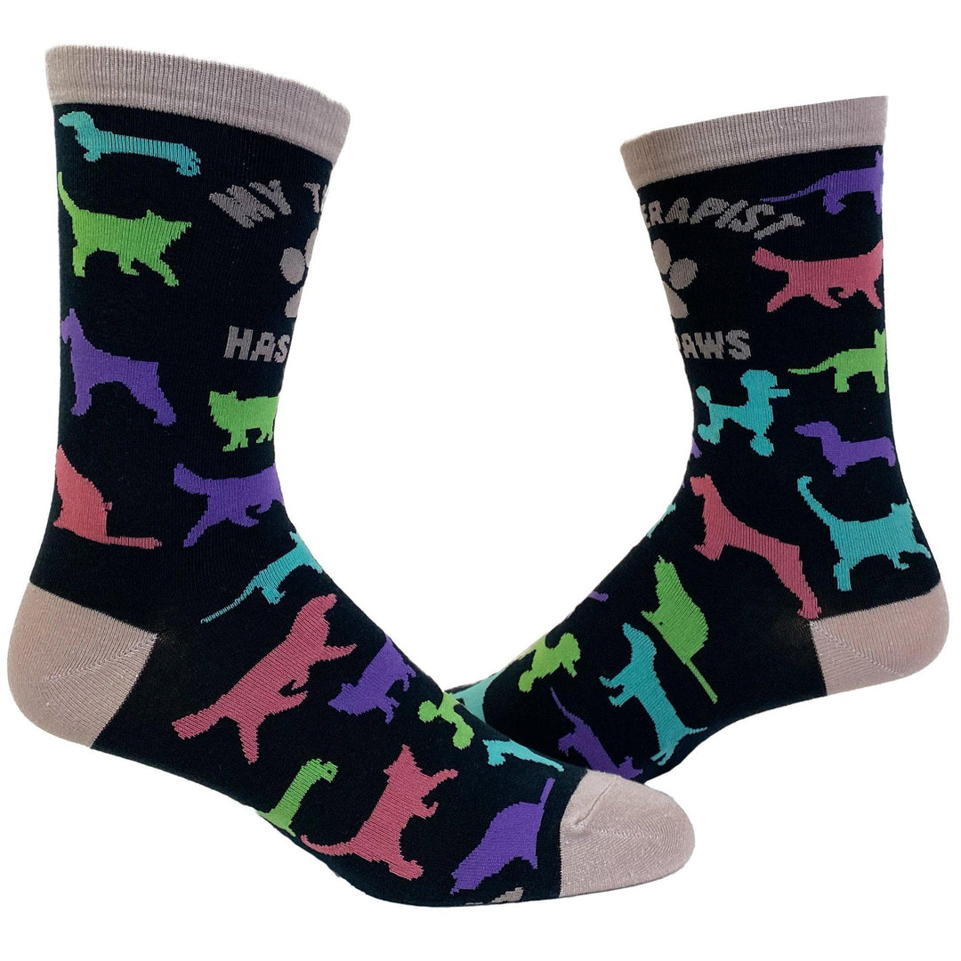 Womens My Therapist Has Paws Socks - Crazy Dog T-Shirts