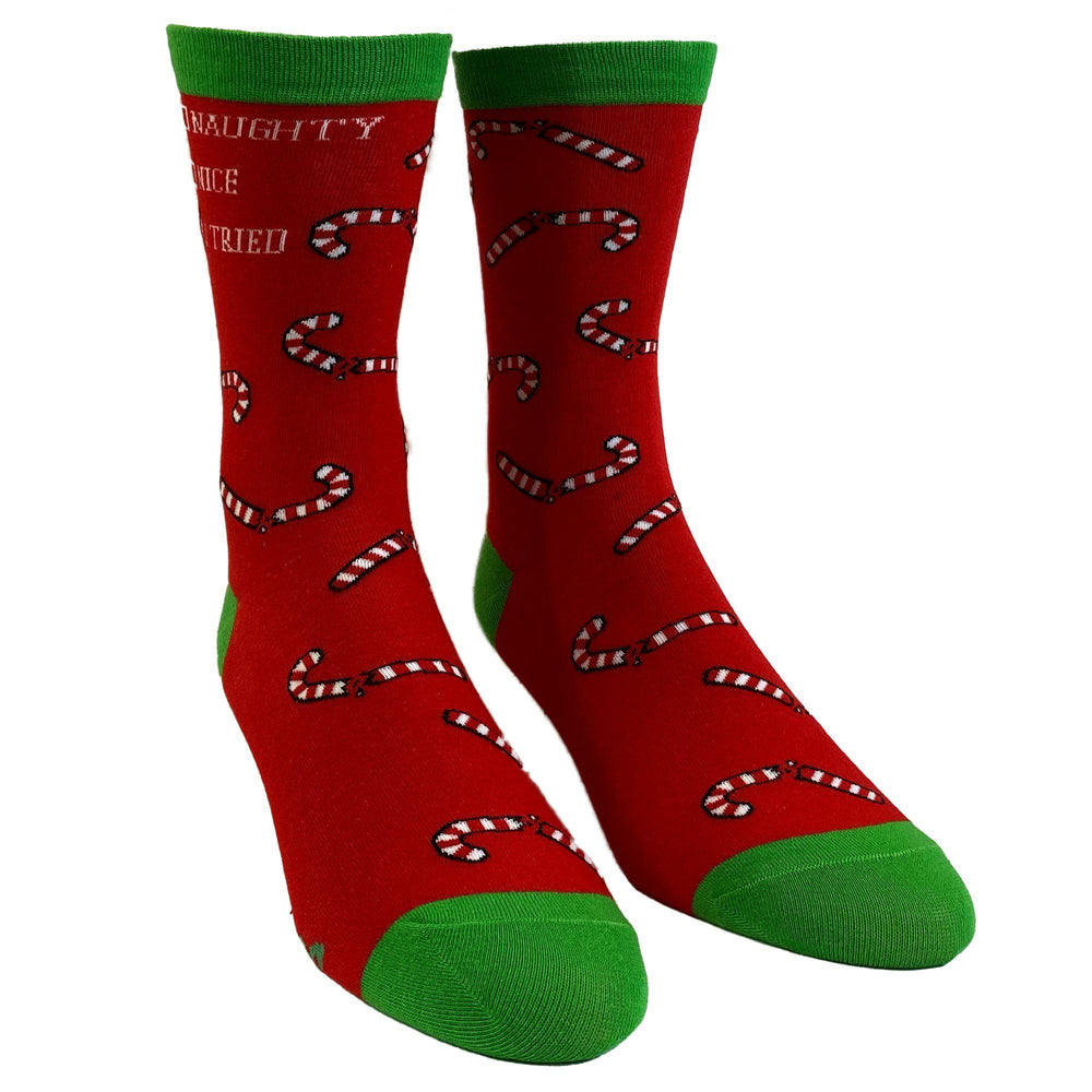 Womens Naughty Nice I Tried Socks - Crazy Dog T-Shirts