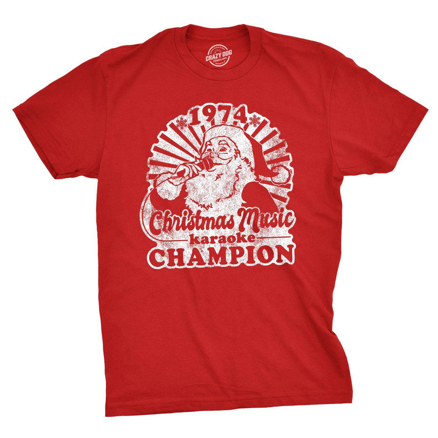 Christmas Music Karaoke Champion Men's Tshirt - Crazy Dog T-Shirts