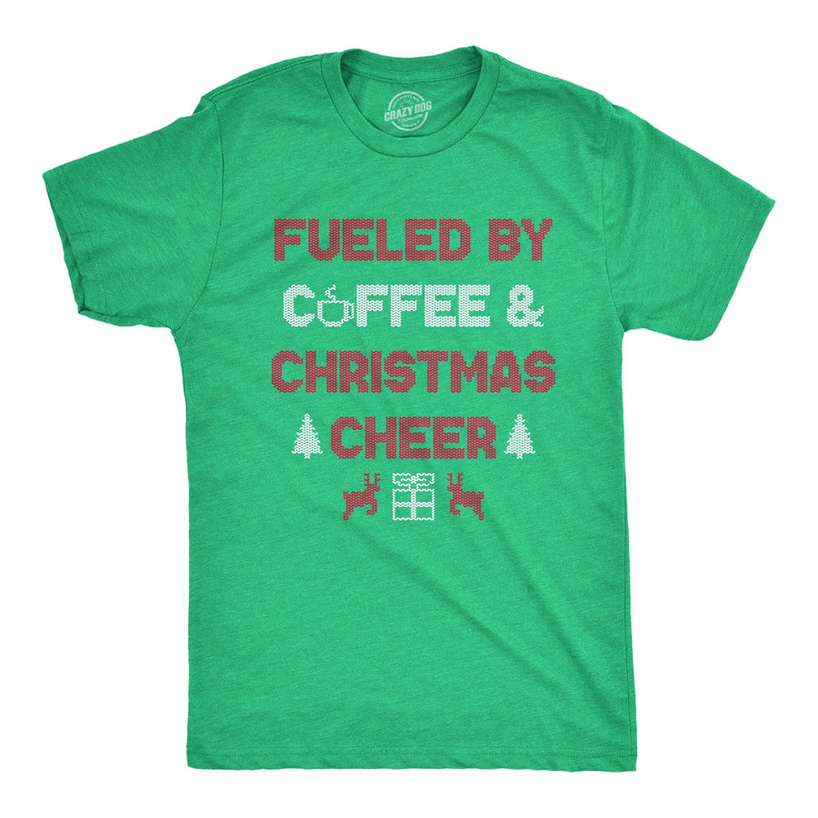 Fueled By Coffee And Christmas Cheer Men's Tshirt  -  Crazy Dog T-Shirts