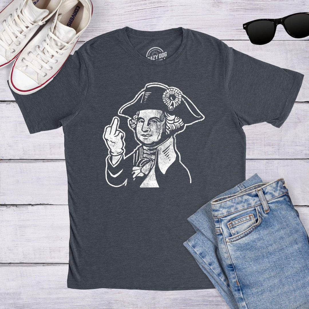 George Washington Middle Finger Men's Tshirt  -  Crazy Dog T-Shirts