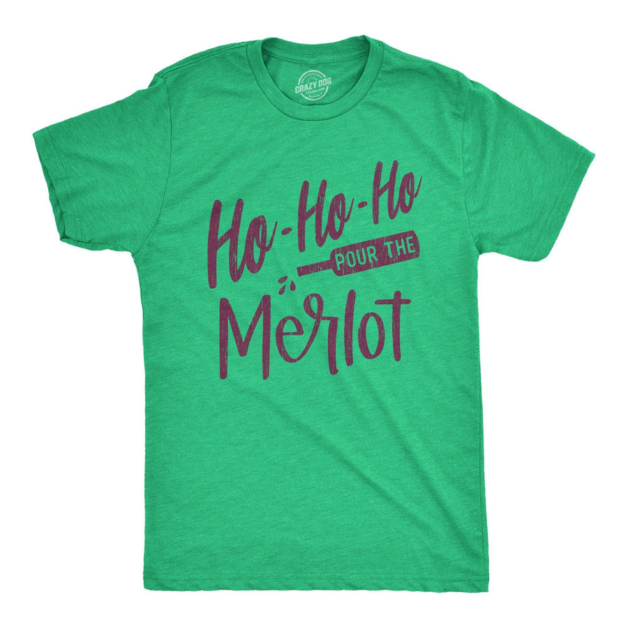 Ho Ho Ho Pour The Merlot Men's Tshirt - Crazy Dog T-Shirts