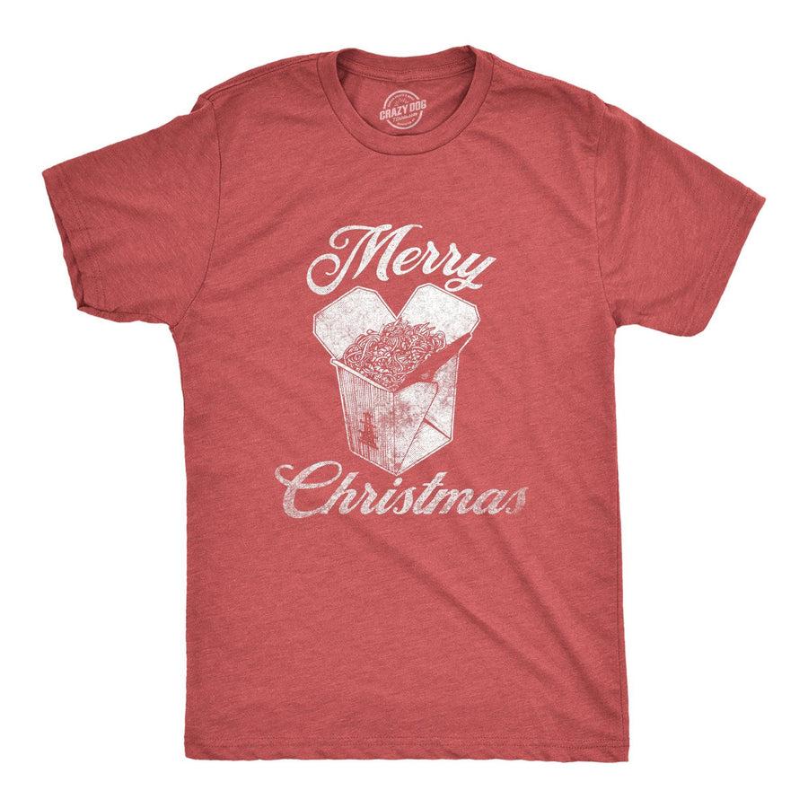 Merry Christmas Takeout Men's Tshirt  -  Crazy Dog T-Shirts