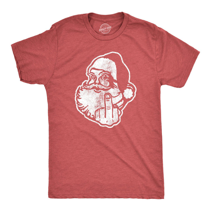 Middle Finger Santa Men's Tshirt - Crazy Dog T-Shirts