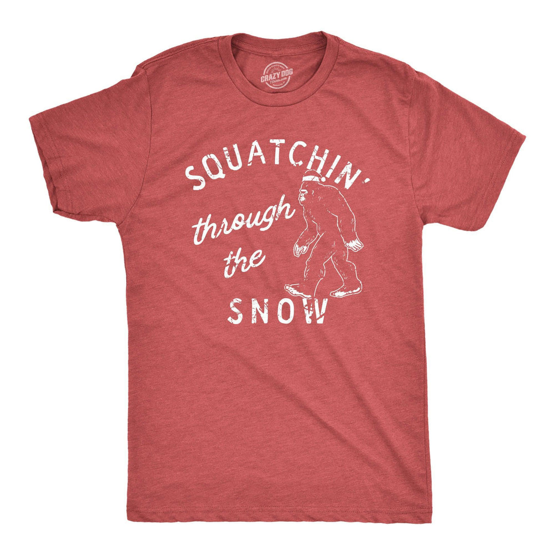 Squatchin Through The Snow Men's Tshirt  -  Crazy Dog T-Shirts