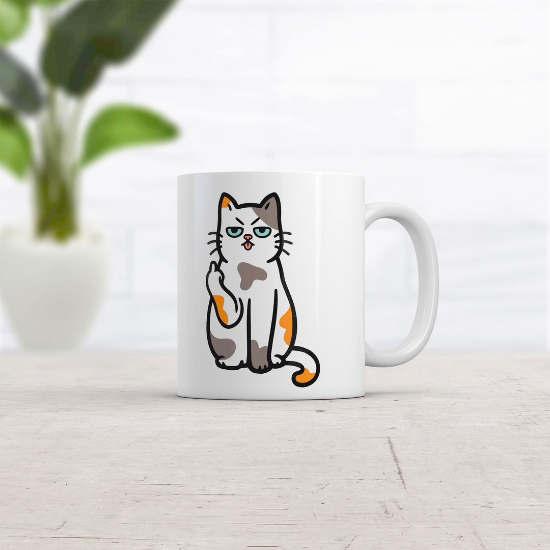 Cat Middle Finger Mug Funny Sarcastic Kitten Flipping Off Graphic Novelty Coffee Cup-11oz  -  Crazy Dog T-Shirts