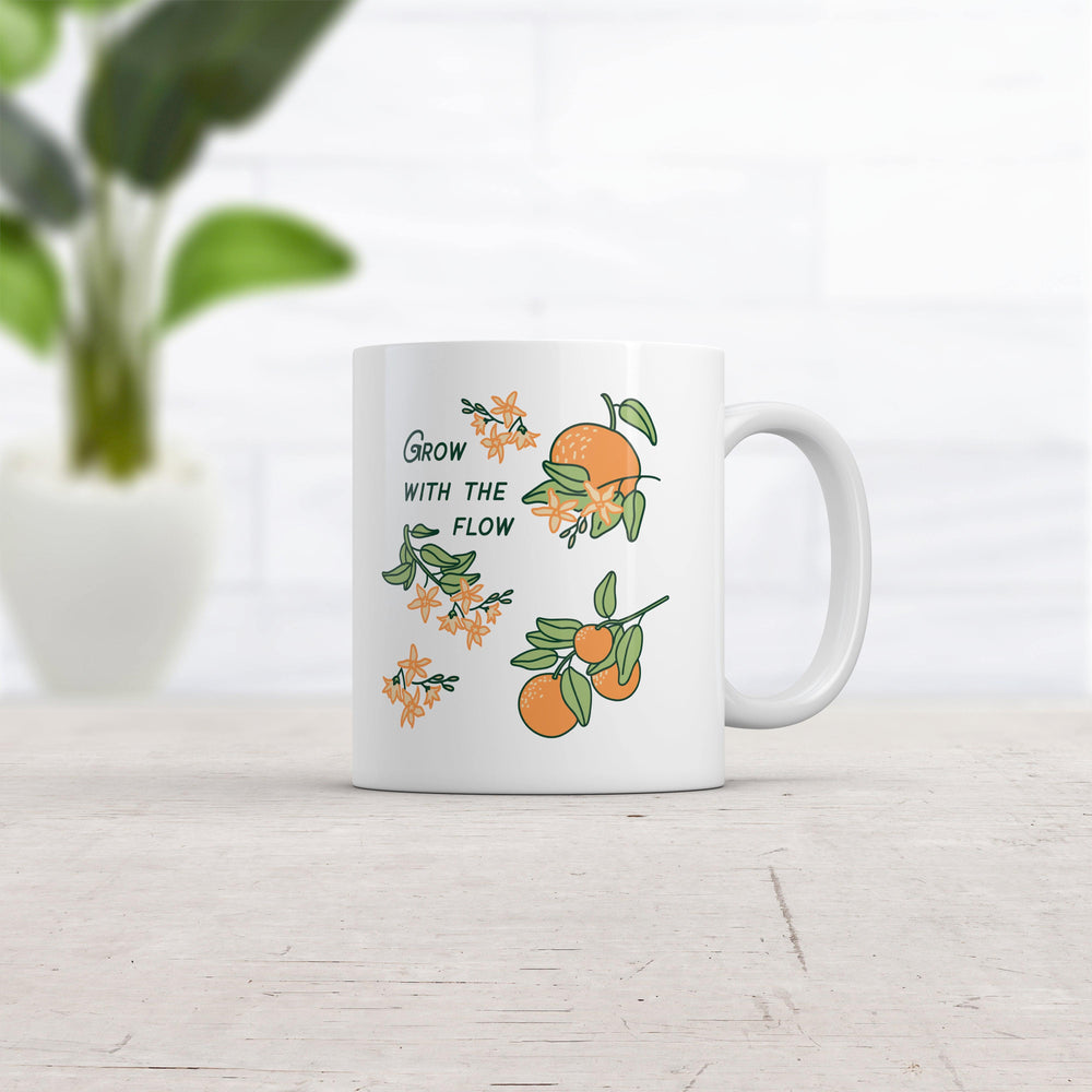 Grow With The Flow Mug Cute Flower Plant Orange Graphic Novelty Coffee Cup-11oz  -  Crazy Dog T-Shirts