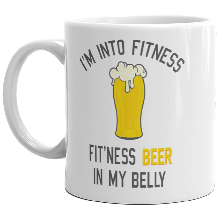 I'm Into Fitness Fit'ness Beer In My Belly Mug Funny Craft Beer Lover Coffee Cup-11oz  -  Crazy Dog T-Shirts