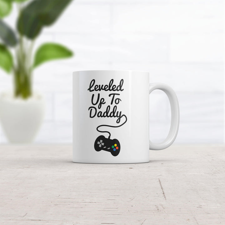 Leveled Up To Daddy Mug Funny Father's Day Video Game Controller Graphic Novelty Coffee Cup-11oz  -  Crazy Dog T-Shirts