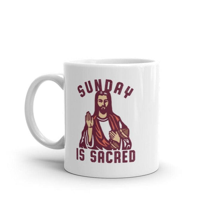 Sunday Is Sacred Mug Funny Football Jesus Graphic Novelty Coffee Cup -11oz  -  Crazy Dog T-Shirts