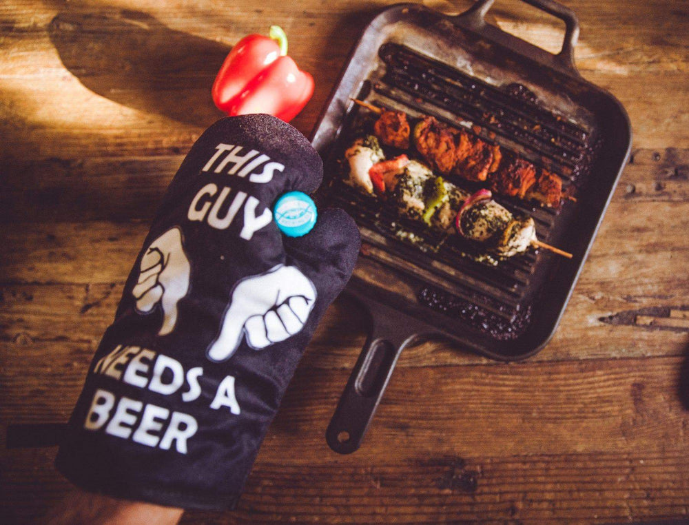 This Guy Needs A Beer Oven Mitt - Crazy Dog T-Shirts