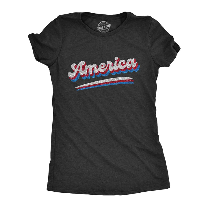 America Retro Glitter Women's Tshirt  -  Crazy Dog T-Shirts