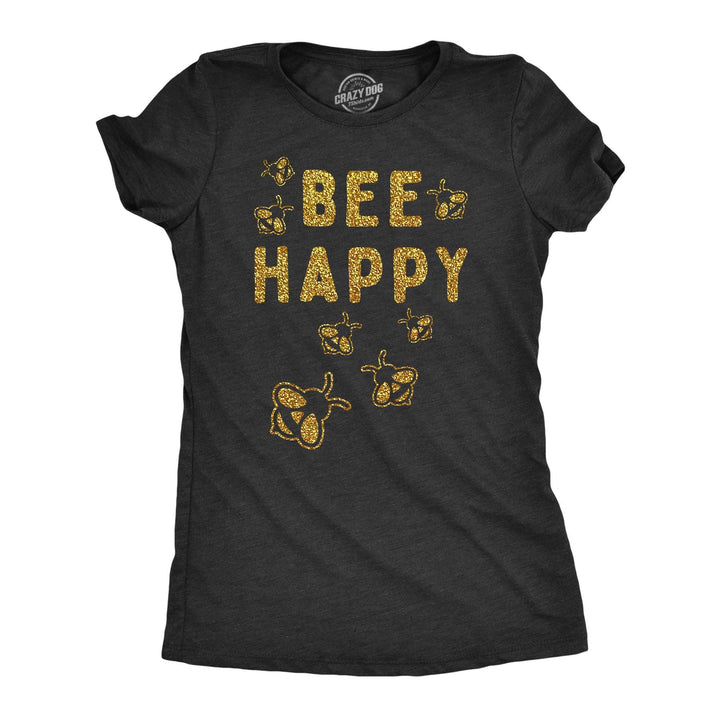 Bee Happy Glitter Women's Tshirt  -  Crazy Dog T-Shirts