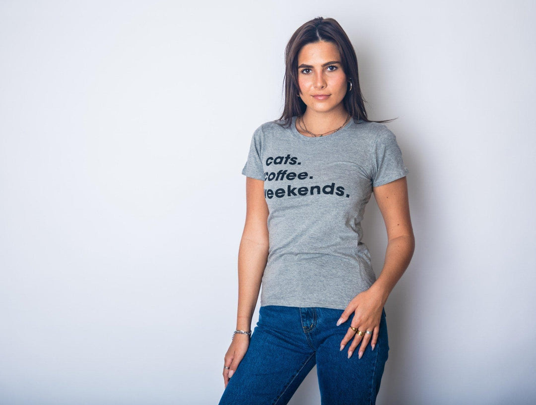 Cats Coffee Weekends Women's Tshirt  -  Crazy Dog T-Shirts