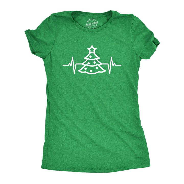 Christmas Tree Heart Beat Women's Tshirt  -  Crazy Dog T-Shirts