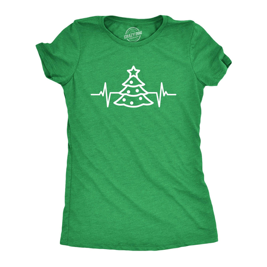 Christmas Tree Heart Beat Women's Tshirt  -  Crazy Dog T-Shirts