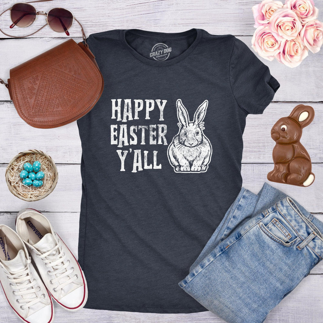 Happy Easter Y'all Women's Tshirt  -  Crazy Dog T-Shirts