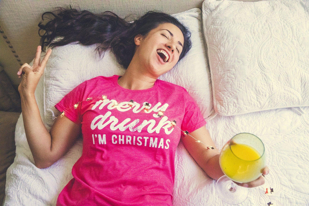 Merry Drunk I'm Christmas Women's Tshirt - Crazy Dog T-Shirts