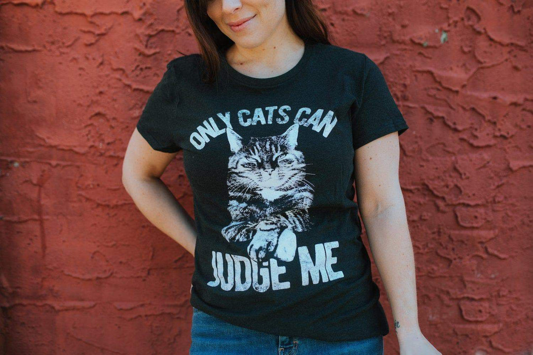 Only Cats Can Judge Me Women's Tshirt  -  Crazy Dog T-Shirts