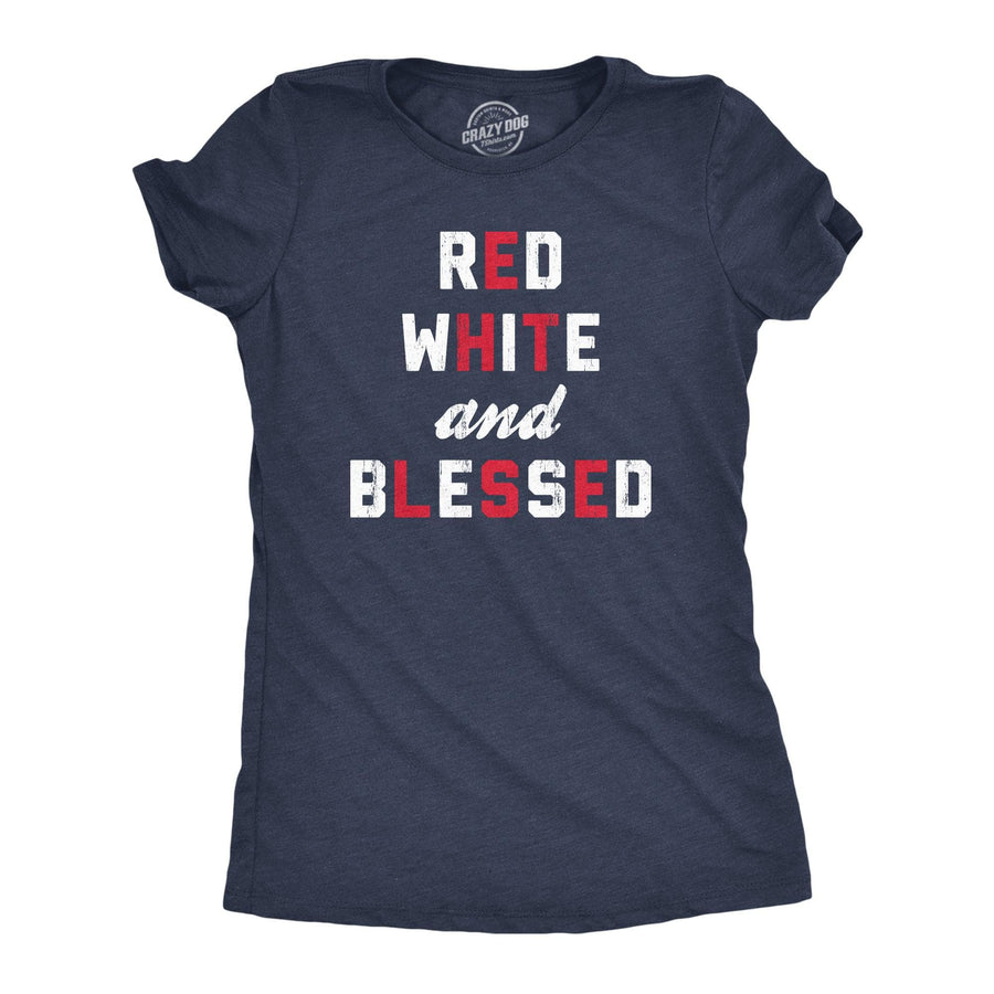 Red White And Blessed Women's Tshirt  -  Crazy Dog T-Shirts