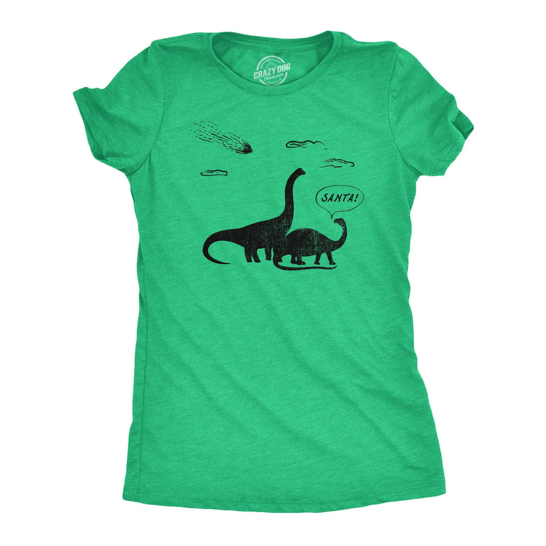 Santa Dinosaurs Women's Tshirt  -  Crazy Dog T-Shirts