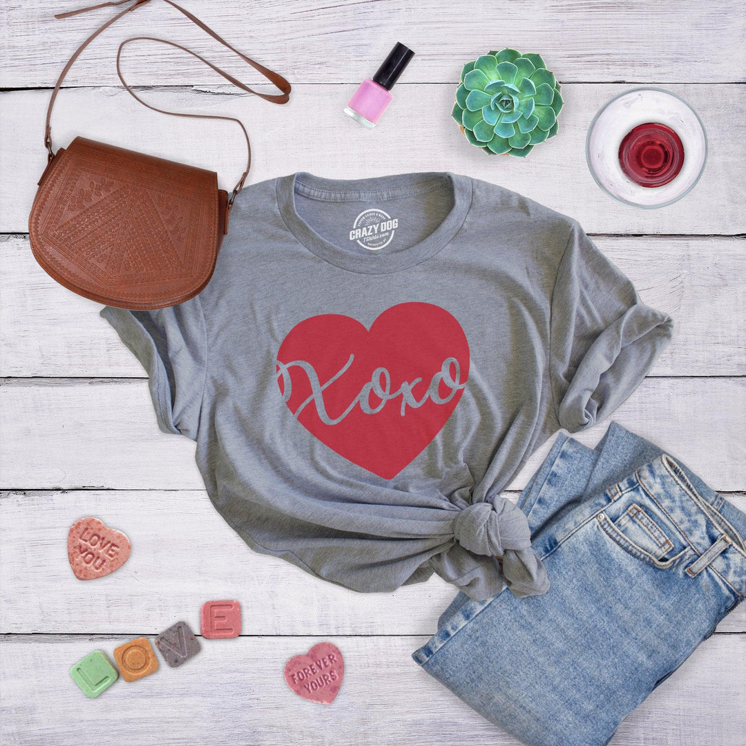 XOXO Script Heart Women's Tshirt  -  Crazy Dog T-Shirts